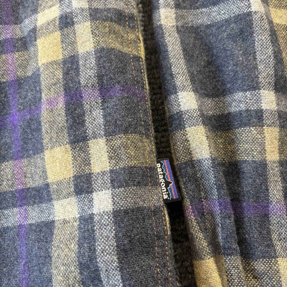 Patagonia Recycle Wool Shirt Mens Medium Flap Pocket Retro Plaid Long Sleeve - Picture 5 of 9